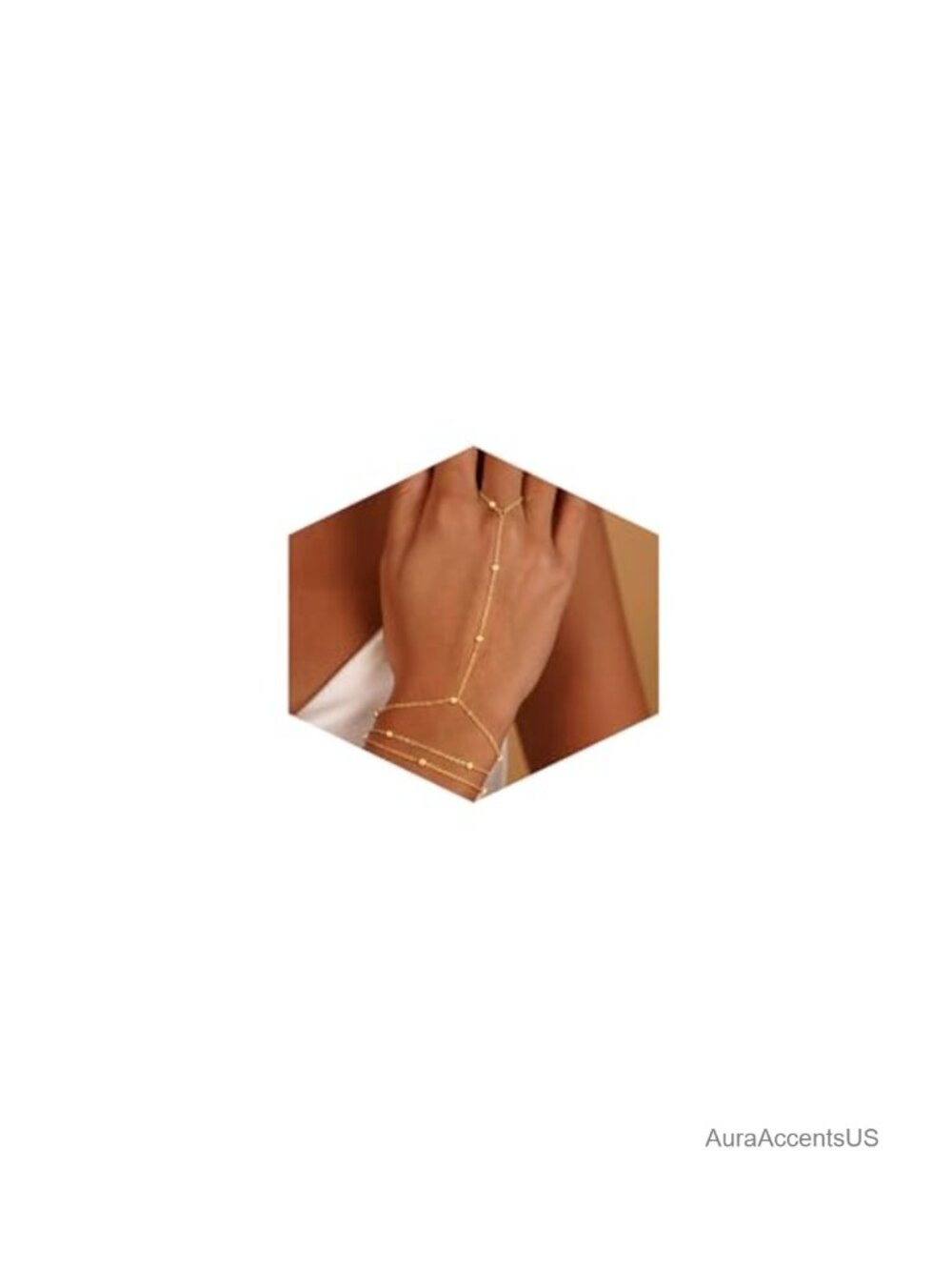 14K Gold Plated Ring Hand Chain Bracelet for Women Adjustable Lobster Claw